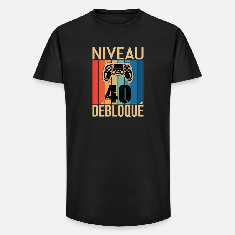 Stufe 40 freigeschaltet - Long Fit Männer T-Shirt - Schwarz