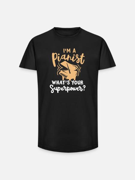 Pianist Klavierspieler - Long Fit Männer T-Shirt - Schwarz