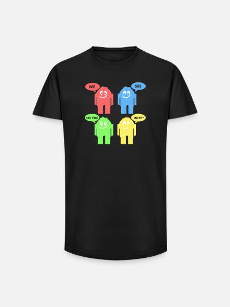 Lustige Männchen - Long Fit Männer T-Shirt - Schwarz