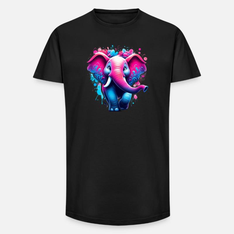 Elefant - Long Fit Männer T-Shirt - Schwarz