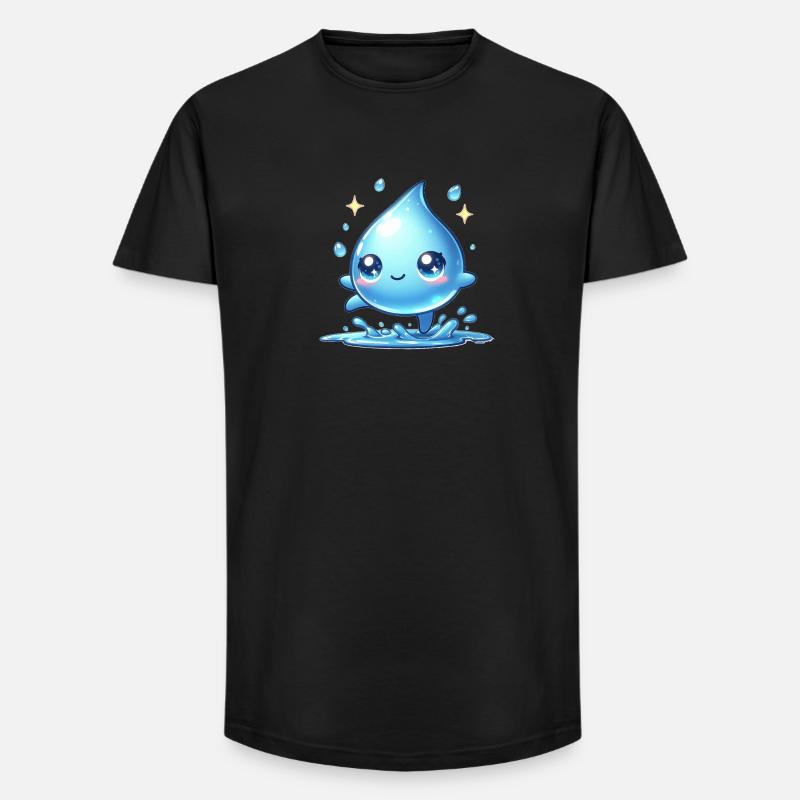 Wasser - Long Fit Männer T-Shirt - Schwarz