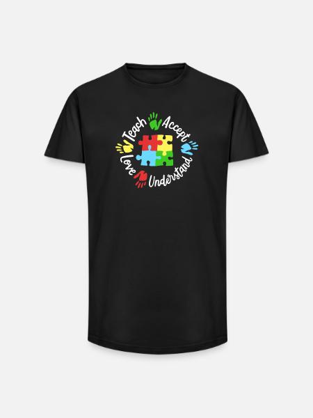 Autismus Bewusstsein Lehrer - Long Fit Männer T-Shirt - Schwarz