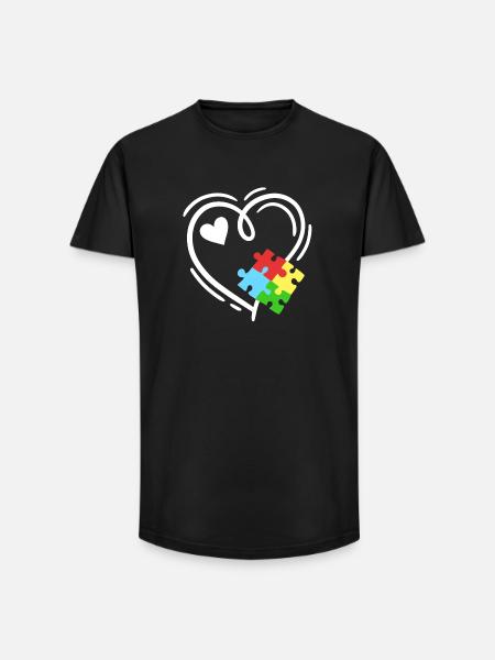 Autismus Puzzleteile Herz - Long Fit Männer T-Shirt - Schwarz