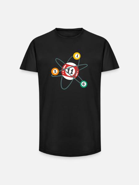 Billard Atom Pool Billardspieler - Long Fit Männer T-Shirt - Schwarz