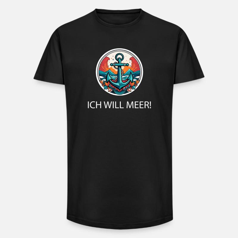 ICH WILL MEER - Long Fit Männer T-Shirt - Schwarz