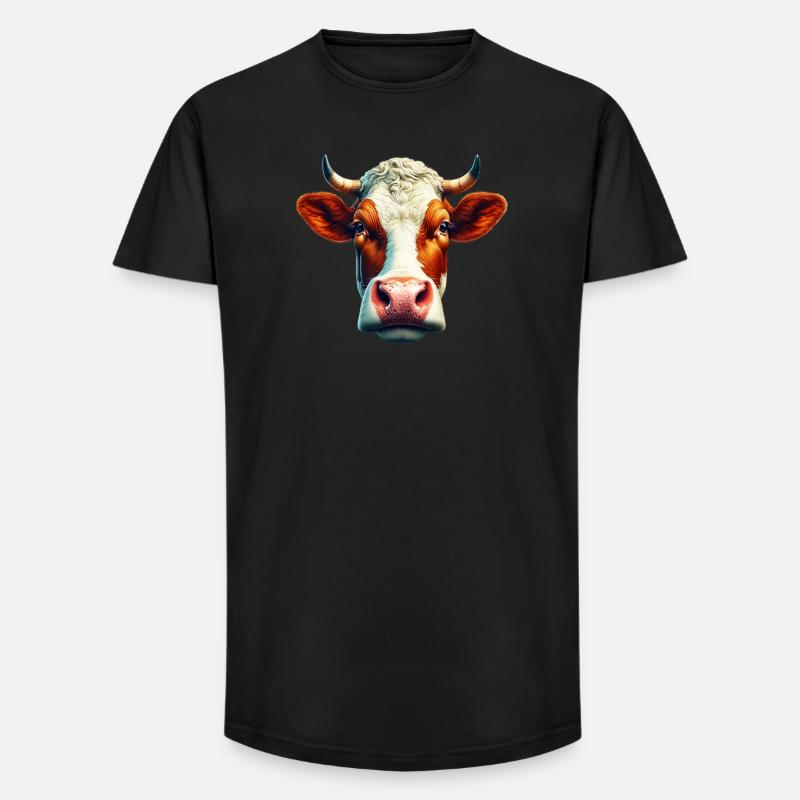 Kuh - Long Fit Männer T-Shirt - Schwarz