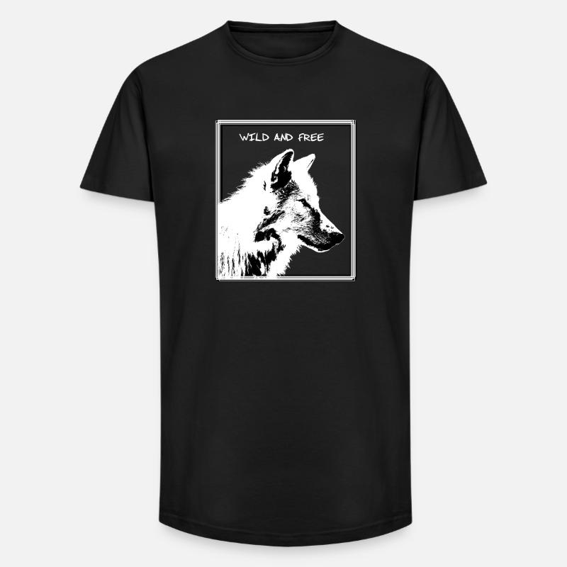 Wolf - Long Fit Männer T-Shirt - Schwarz