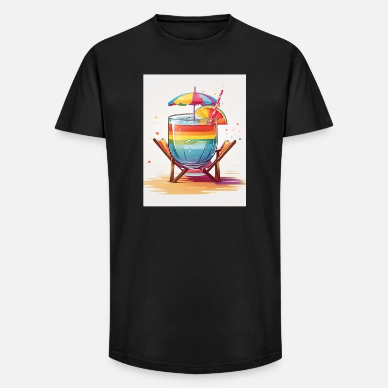 Regenbogen-Cocktail - Long Fit Männer T-Shirt - Schwarz