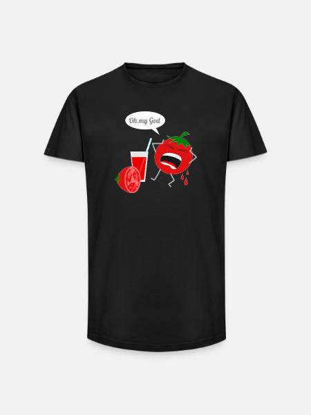 Humorous tomato character with drink - Long Fit Men's T-Shirt - black
