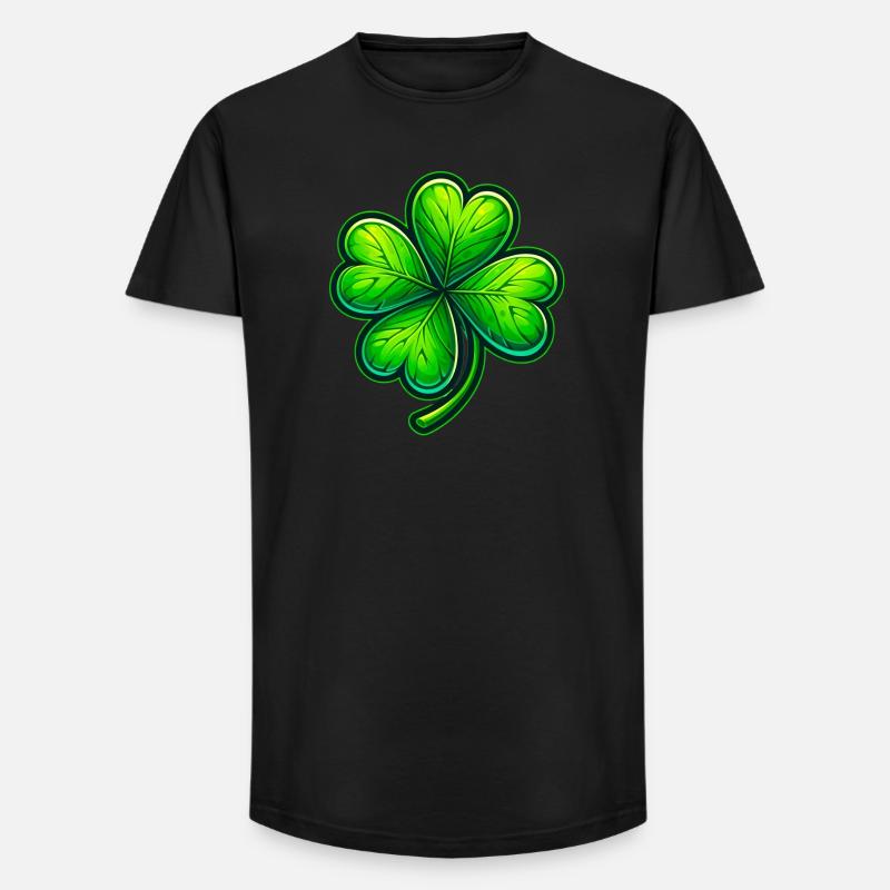 Vierblättriges Kleeblatt - Long Fit Männer T-Shirt - Schwarz
