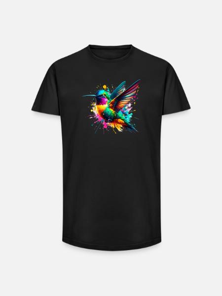 Hummingbird - Long Fit Men's T-Shirt - black