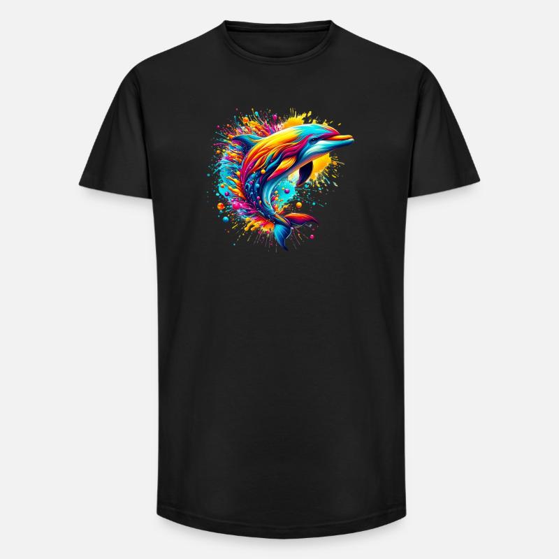 Delfin - Long Fit Männer T-Shirt - Schwarz
