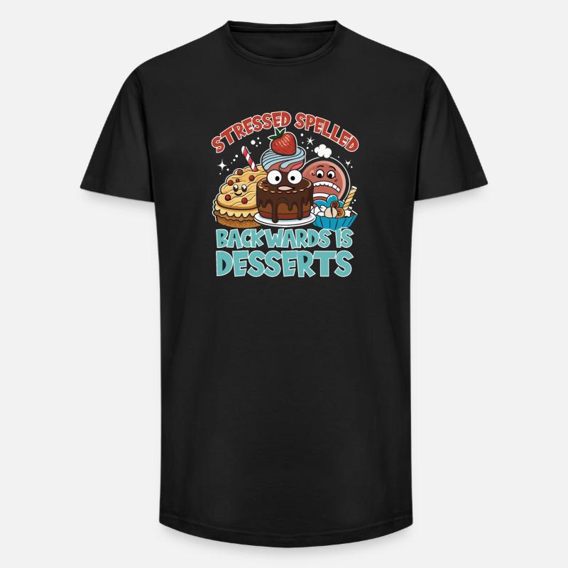 Stressed Spelled Backwards Desserts - Long Fit Men's T-Shirt - black