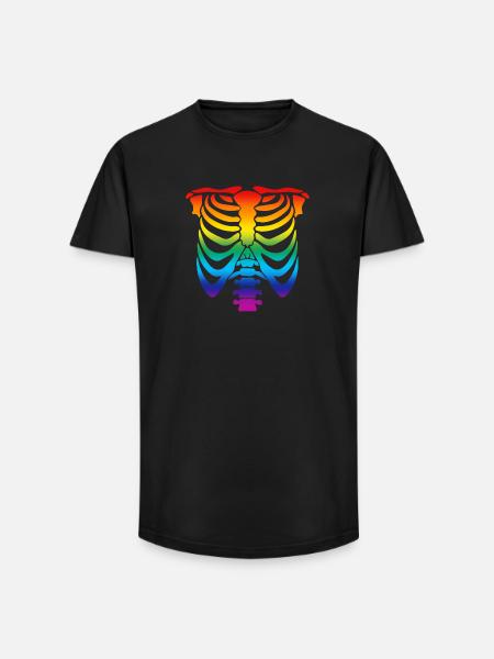 rainbow skeleton - rainbow skeleton - Long Fit Men's T-Shirt - black