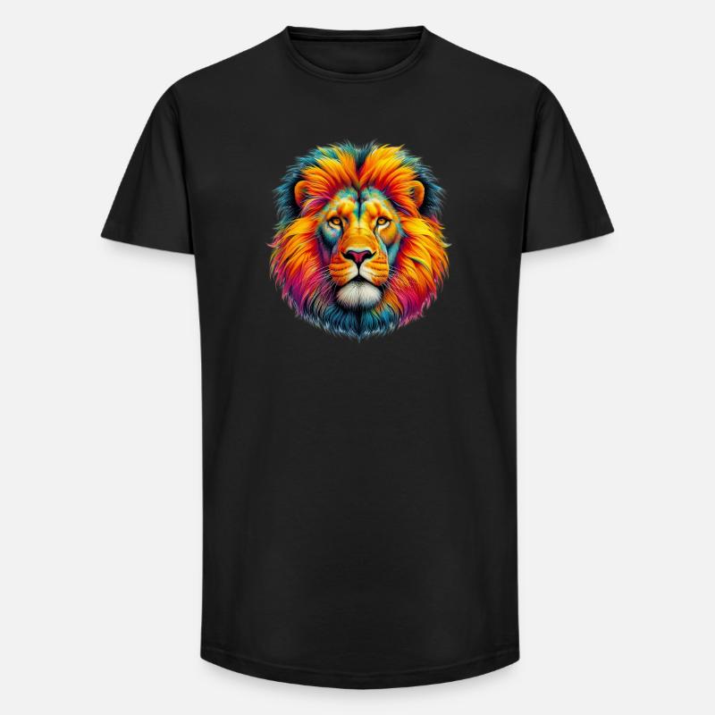 Löwe - Long Fit Männer T-Shirt - Schwarz