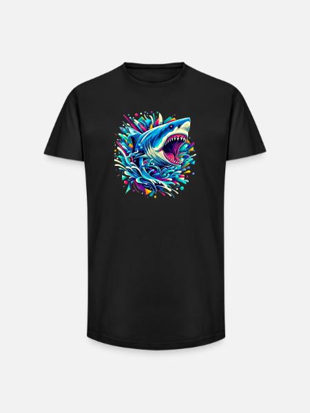 Requin - T-shirt coupe longue homme - noir