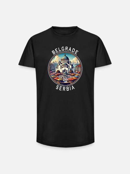 Belgrade, Serbie, Beograd Design - T-shirt coupe longue homme - noir