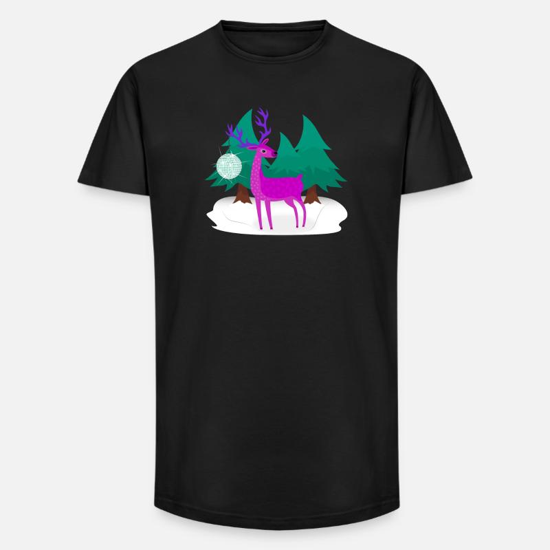 Weihnachtshirsch - Long Fit Männer T-Shirt - Schwarz