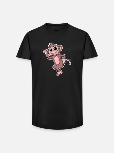 Monkey Motif Animal - Long Fit Men's T-Shirt - black