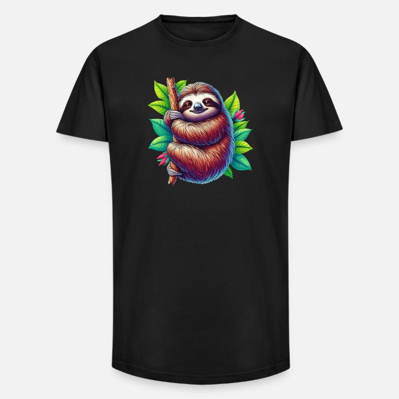 Faultier - Long Fit Männer T-Shirt - Schwarz