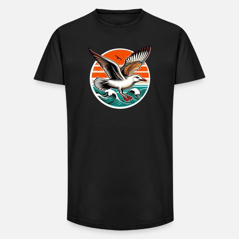 Möwe - Long Fit Männer T-Shirt - Schwarz