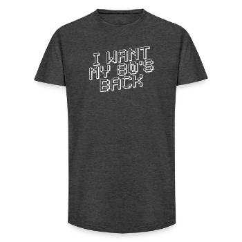 I WANT MY 80s BACK 80s - Long Fit Men's T-Shirt - charcoal grey - Front - AI Model Male 185 light (185cm)