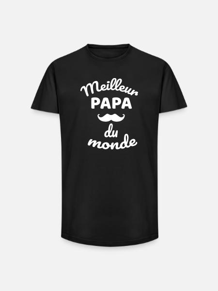Authentic Overall Moustache Dad Design - Long Fit Men's T-Shirt - black