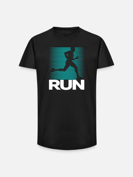 Runner Silhouette on Stripe Background - Long Fit Men's T-Shirt - black