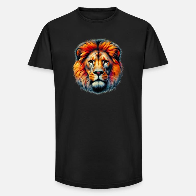 Löwe - Long Fit Männer T-Shirt - Schwarz