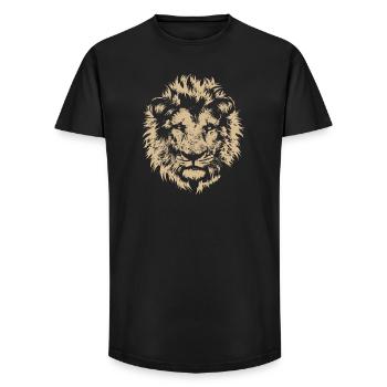 Lion Portrait Nature Nature Animal Symbole Graphique - T-shirt coupe longue homme - noir - Devant - AI Model Male 185 light (185cm)