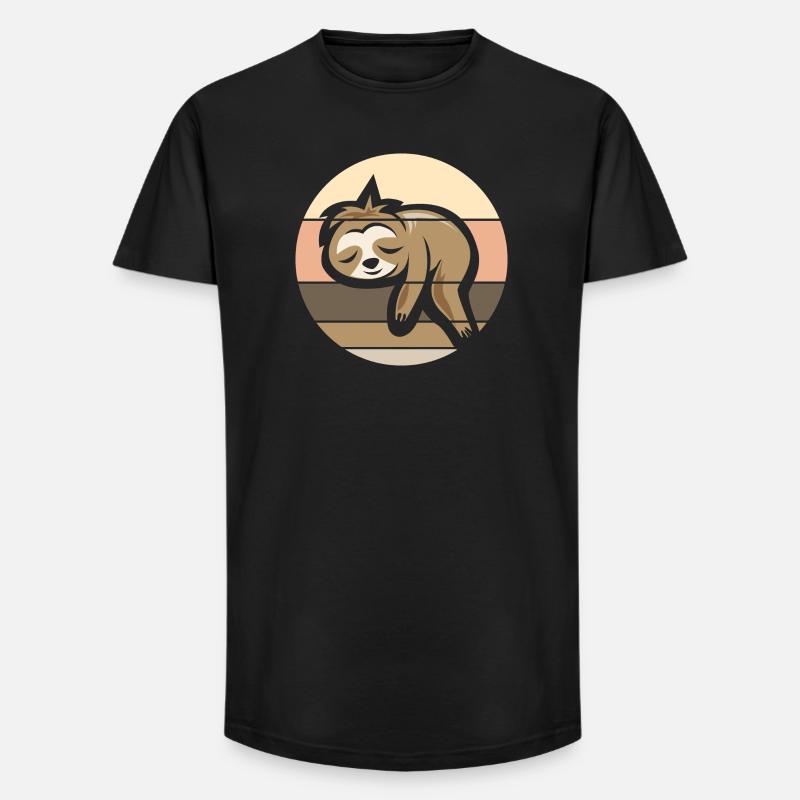 retro sloth comic icon sunset logo - Long Fit Men's T-Shirt - black