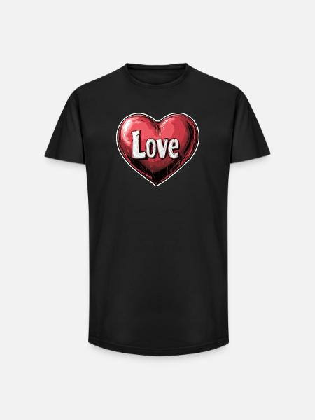 Heart of Love Illustration - Long Fit Men's T-Shirt - black