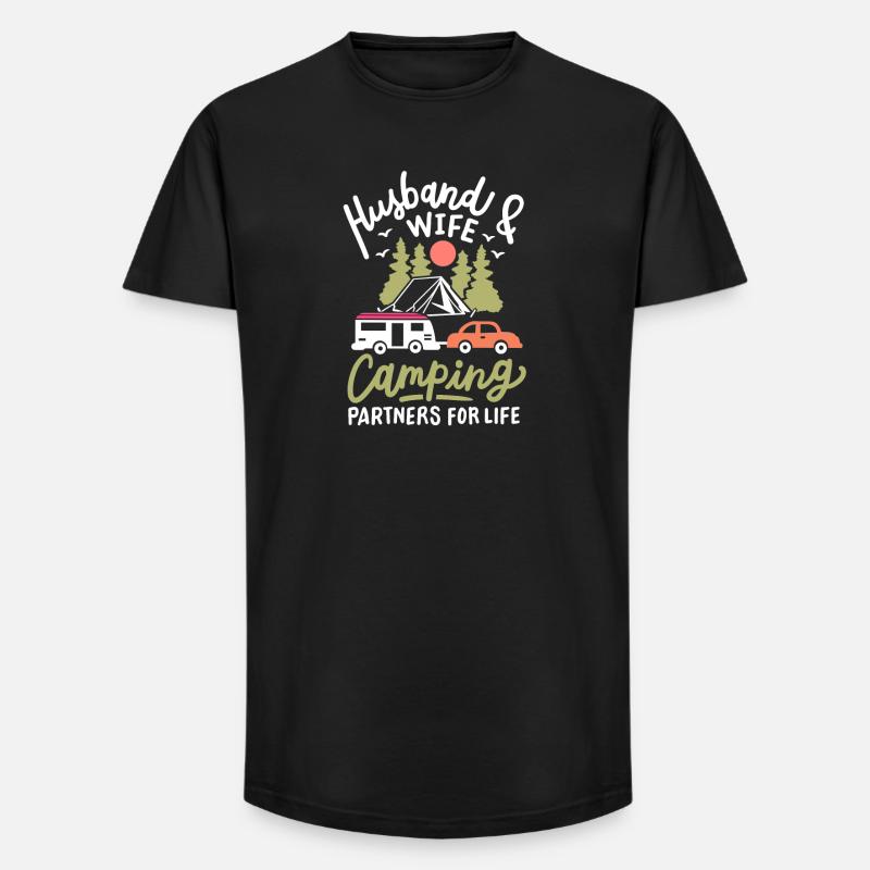Camper Camping - Long Fit Männer T-Shirt - Schwarz