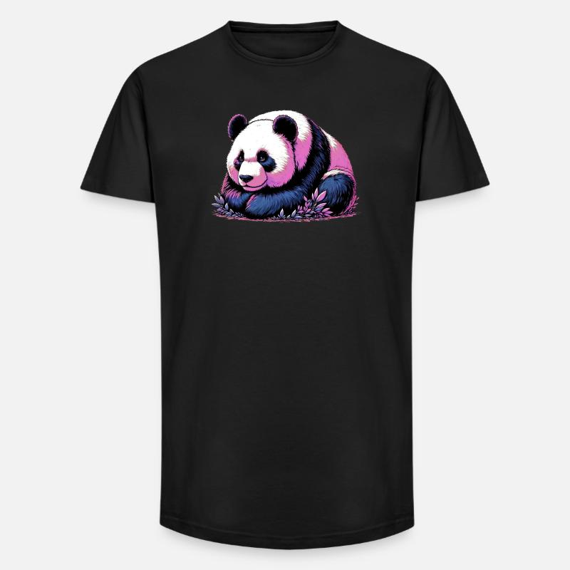 Panda - Long Fit Männer T-Shirt - Schwarz