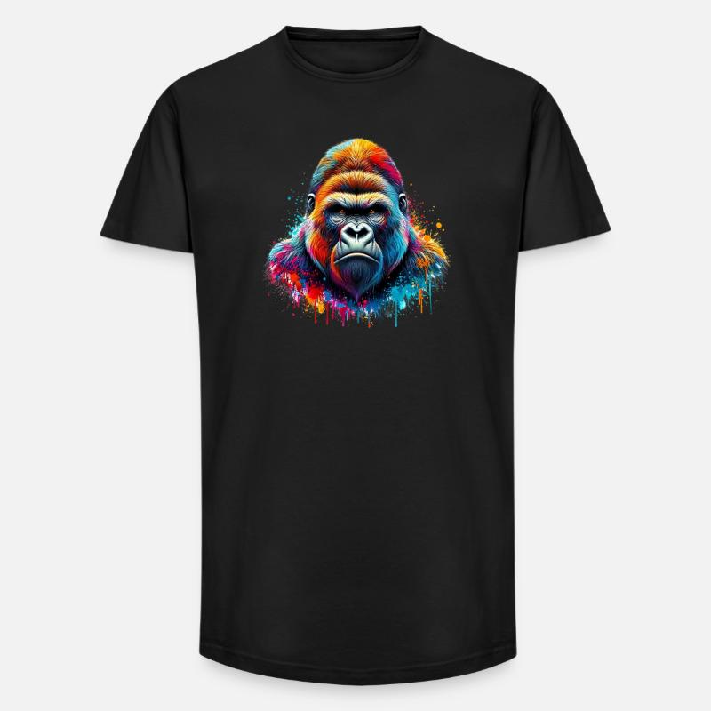 Gorilla - Long Fit Männer T-Shirt - Schwarz