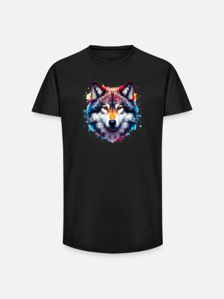 Wolf - Long Fit Men's T-Shirt - black