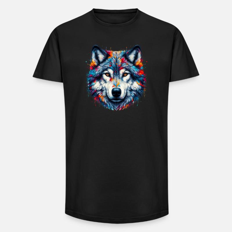Wolf - Long Fit Men's T-Shirt - black