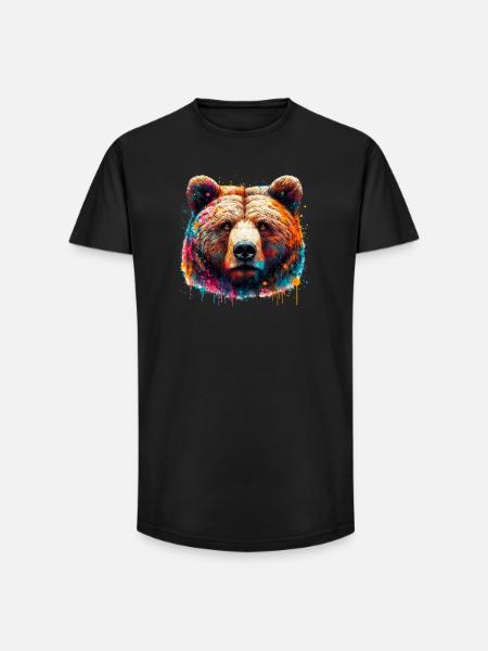 Bear - Long Fit Men's T-Shirt - black