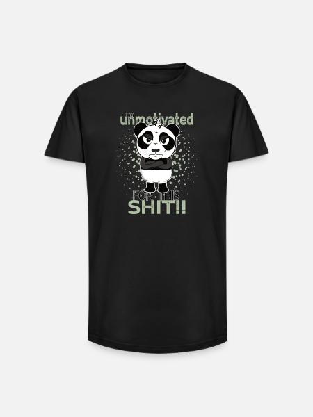 Too Unmotivated – Sarcastic Panda Design - Long Fit Men's T-Shirt - black