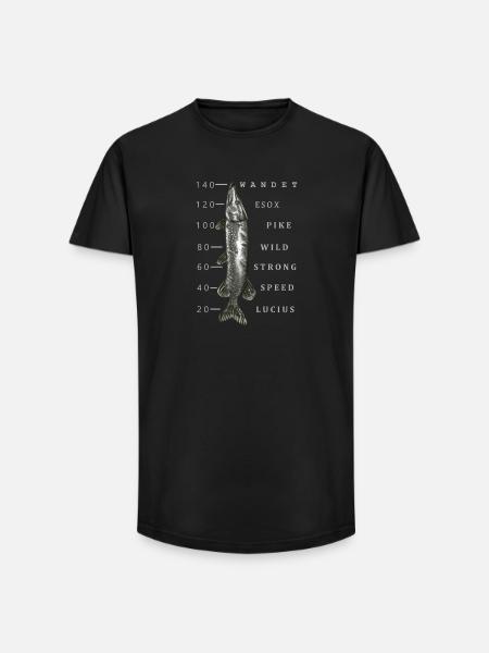 Großer Hecht - Long Fit Männer T-Shirt - Schwarz