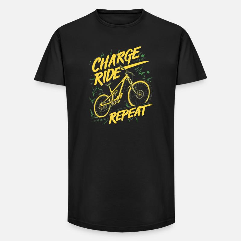 Charge Ride Repeat Cycle Design - Long Fit Männer T-Shirt - Schwarz