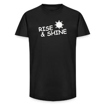 RISE & SHINE - Long Fit Men's T-Shirt - black - Front - AI Model Male 185 light (185cm)