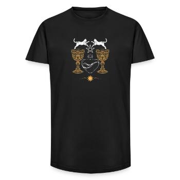 Chats jumeaux Cœur de Calice Mystique - T-shirt coupe longue homme - noir - Devant - AI Model Male 185 light (185cm)