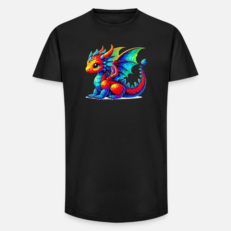 Drache - Long Fit Männer T-Shirt - Schwarz