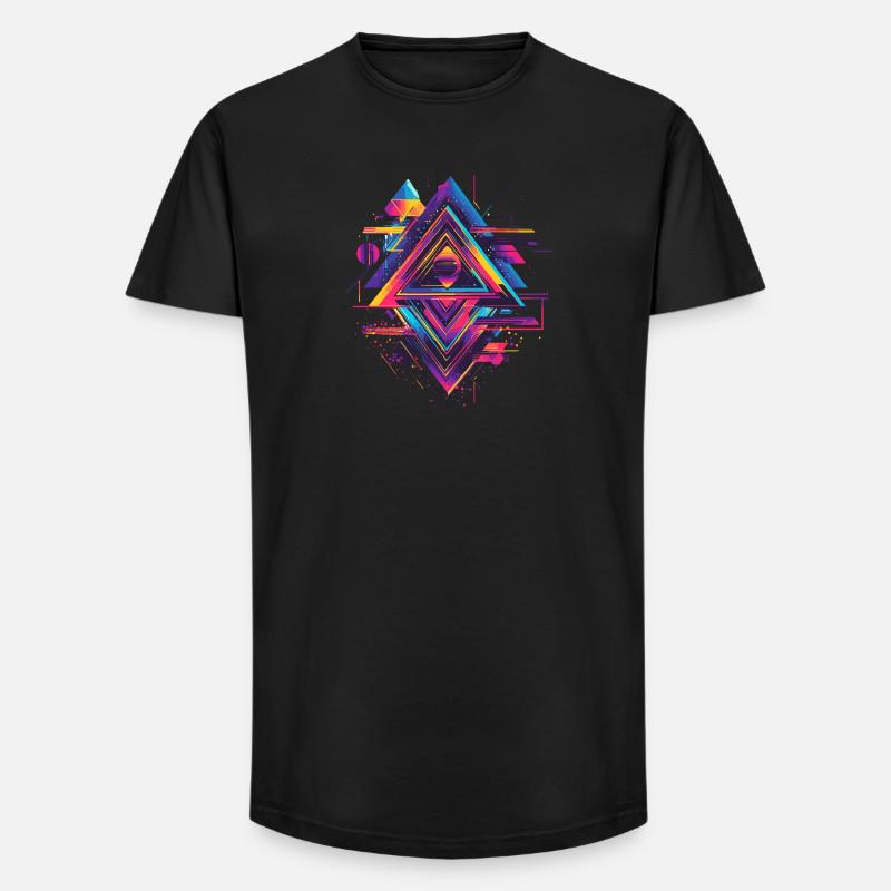 Futuristisches Psychedelisch Techno Trance 90s 80s - Long Fit Männer T-Shirt - Schwarz