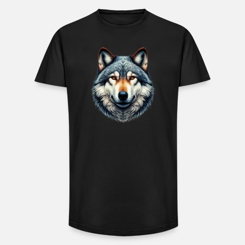 Wolf - Long Fit Men's T-Shirt - black