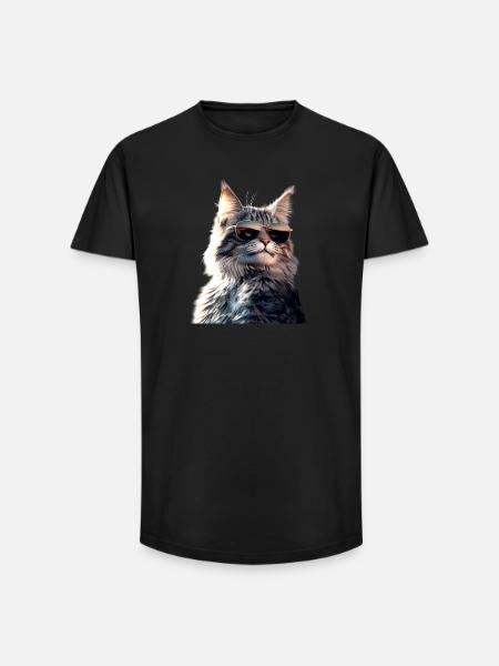 Maine Coon Cat Cat Mom Cat Maine Coon Cats - Long Fit Men's T-Shirt - black