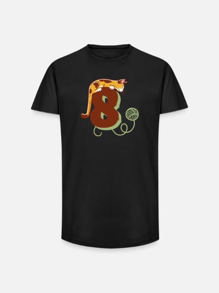 Cat Number 8 - Long Fit Men's T-Shirt - black