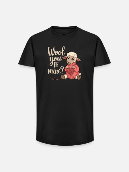 Wolliges Valentinsherz Schäfchen - Long Fit Männer T-Shirt - Schwarz