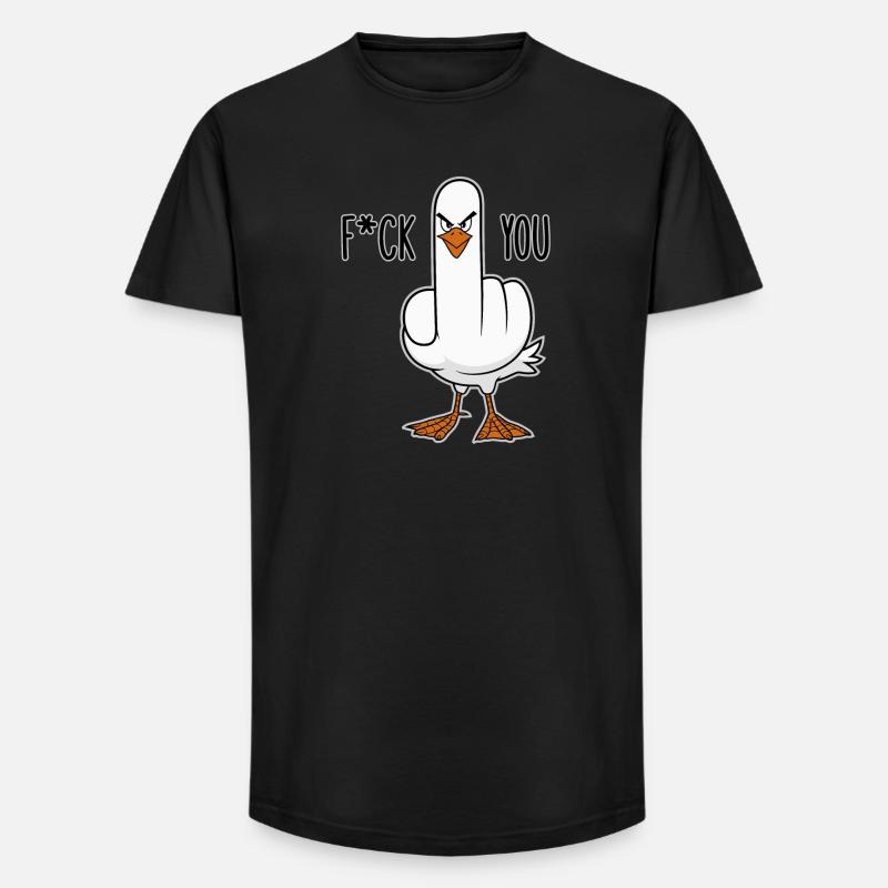 Stinkefinger Huhn Spruch - Long Fit Männer T-Shirt - Schwarz